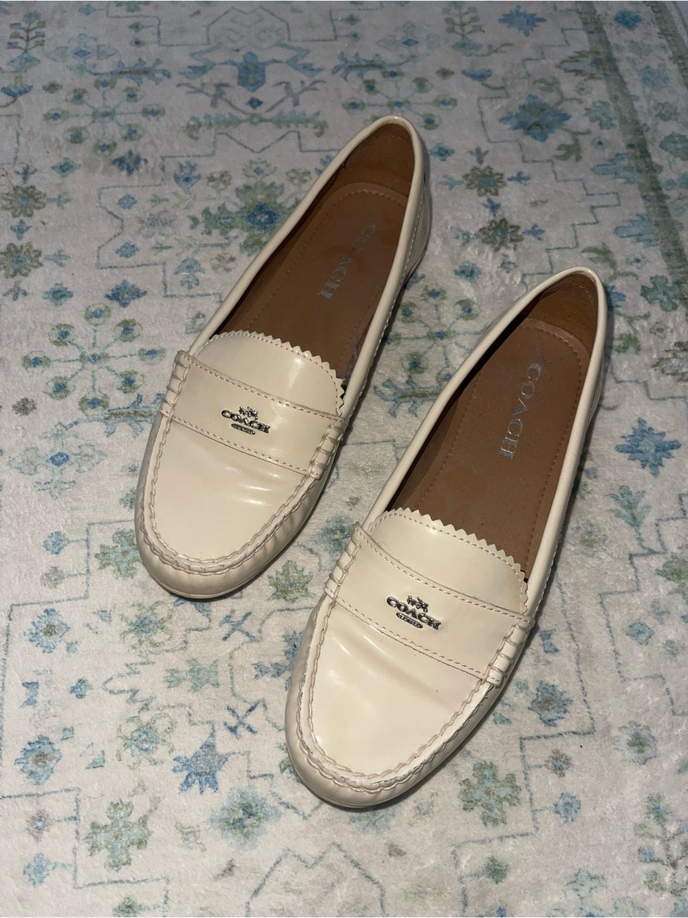 Coach Cream Leather Penny Loafers